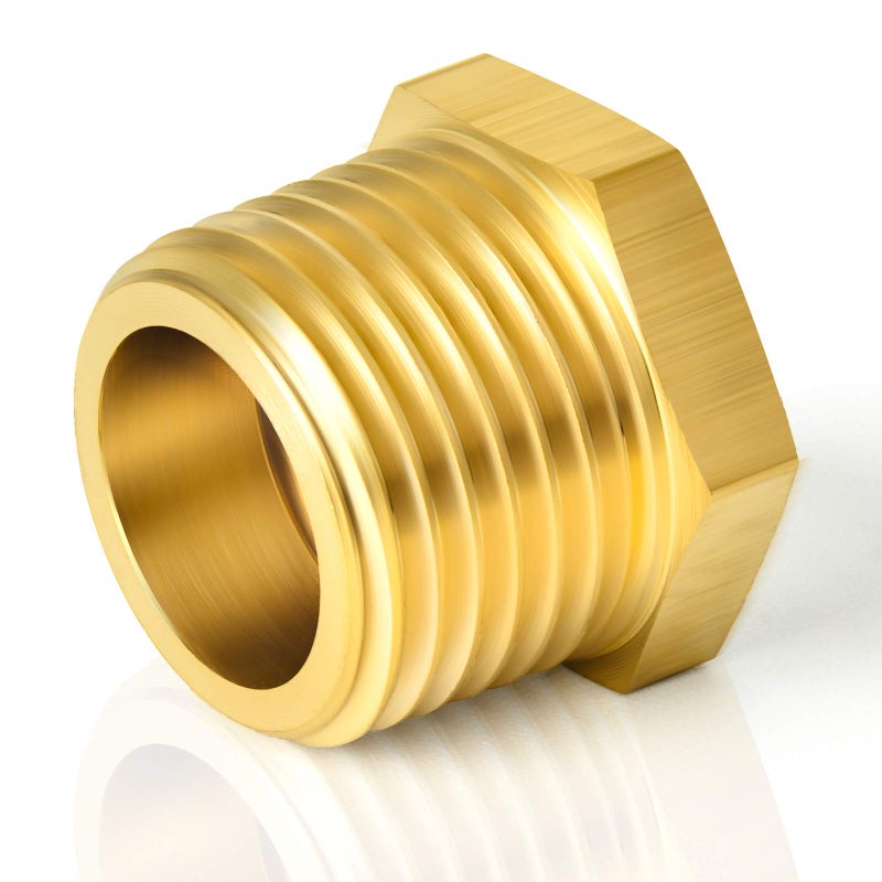 TAISHER 10PCS Brass Reducer Hex Bushing Threaded Pipe Fitting 3/8" NPT Male x 1/4" NPT Female Adapter - Image 2